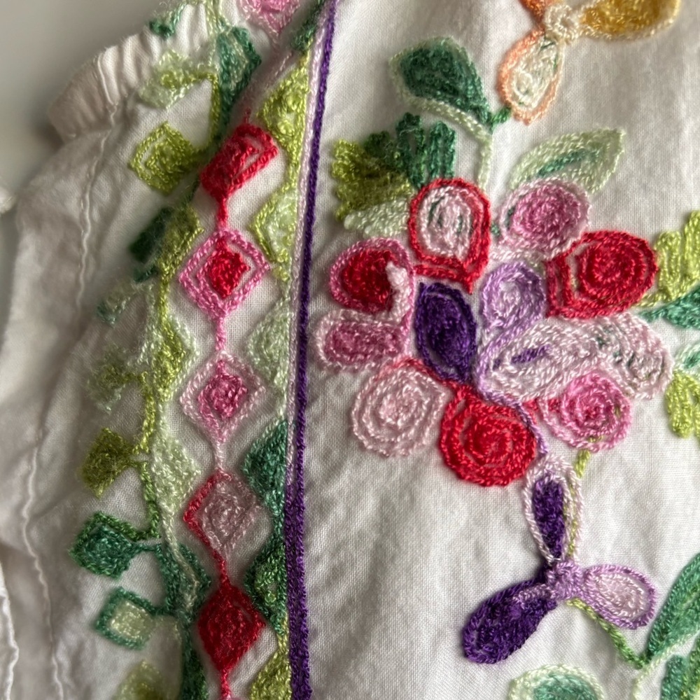 Soft Surroundings Floral Embroidered Blouse with floral contrast back - Picture 3 of 9